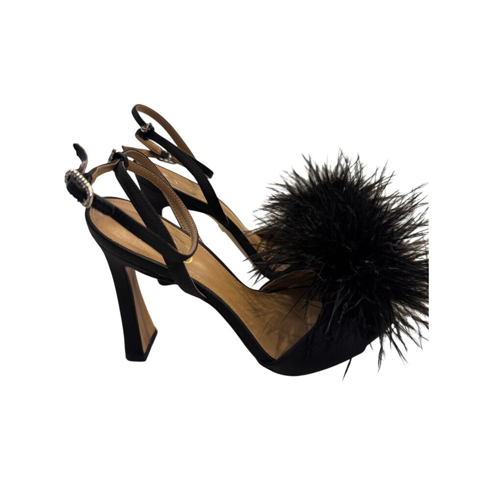 Sam Edelman Women's Leon Ankle Strap Black Satin High Heel Sandals Size 8 $160